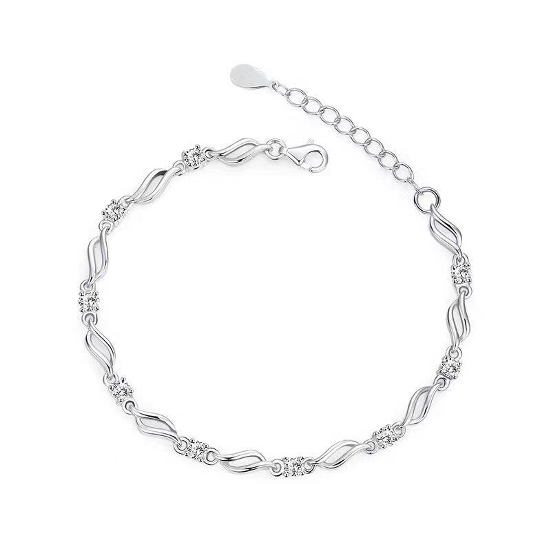 Crystal Love Blue Female Ocean Heart Korean Style Bracelet