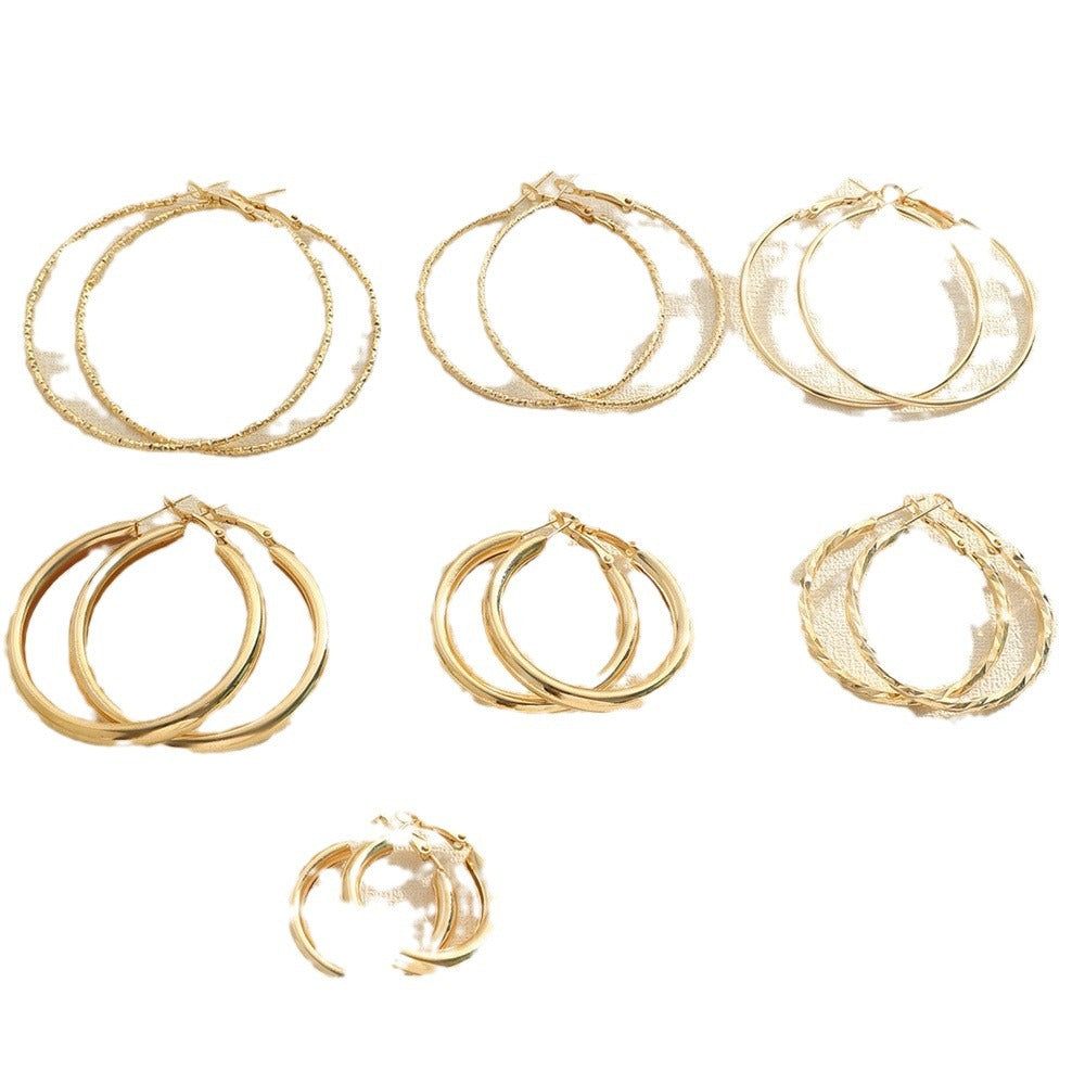 Women's Fashion Circle Pairs Suit Exaggerated Versatile Earrings