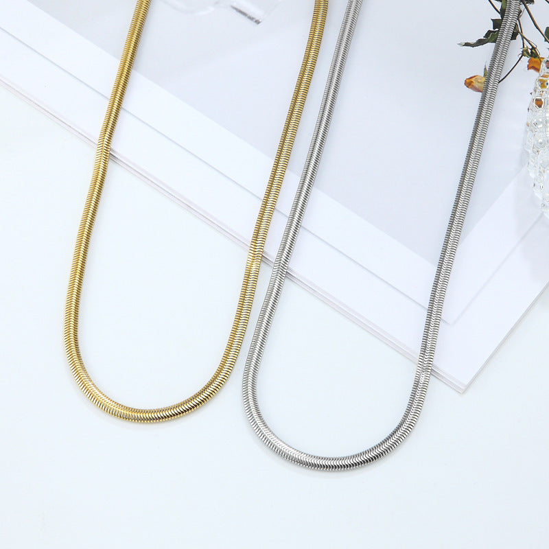 Women's Gold Titanium Steel Choker Minority Twin Hemp Flowers Necklaces