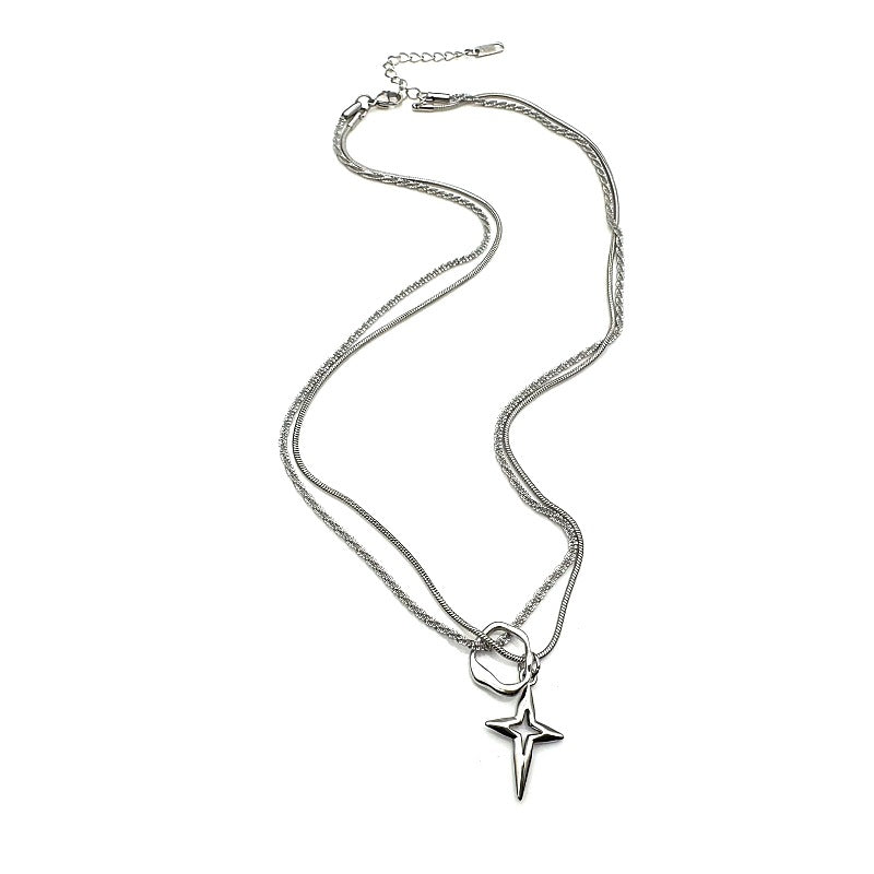 Women's & Men's Gager Stainless Steel Simple Star Design Clavicle Chain Pendants