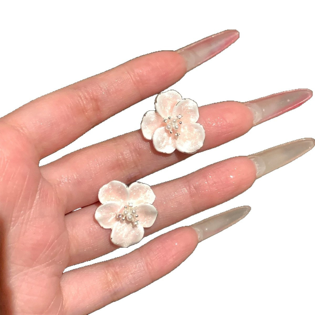 Women's Super Fairy Pink Camellia Flower Pearl Light Luxury High-grade Rings