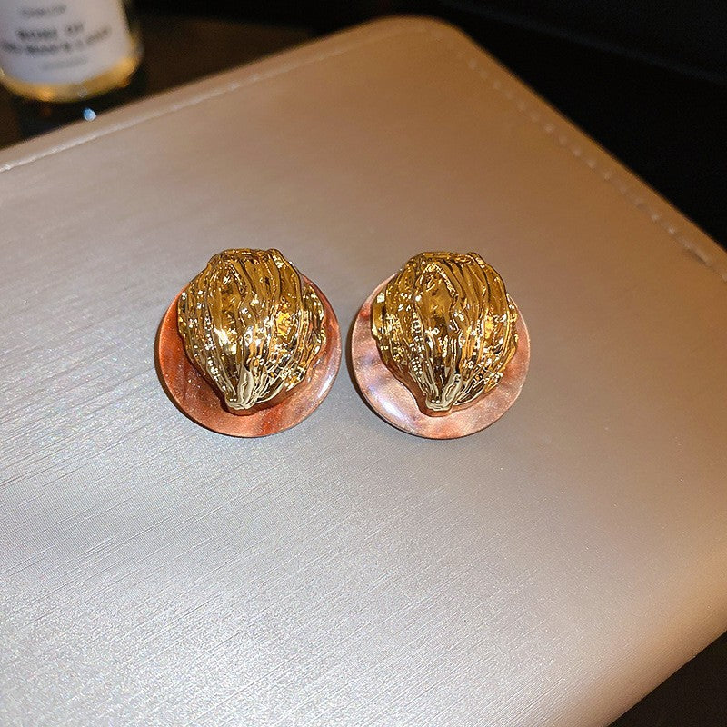 Women's Sier Needle Pearl Round Niche Elegant Earrings