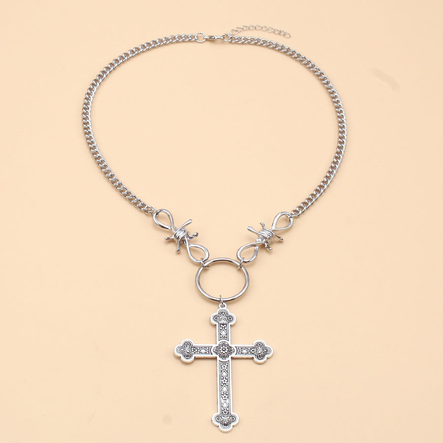 Pearl Cross Hip Hop Punk Double Necklaces