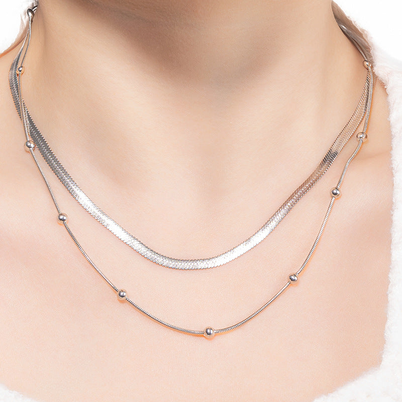 Simple Temperamental Minority Design Titanium Steel Chain Like Flat Necklaces