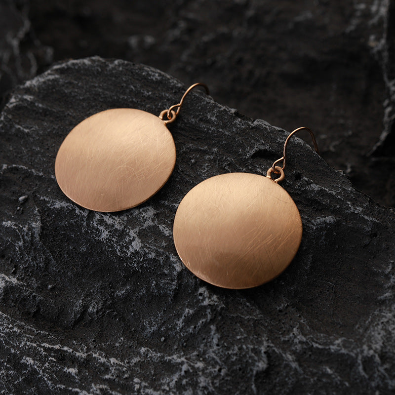 Personality Fashion Brushed Round Geometric Alloy Earrings