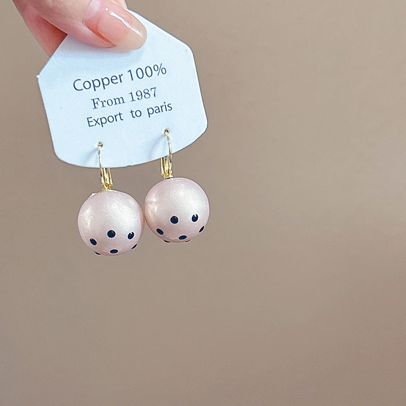 Women's Round Beads Bow Love Heart Simple Sweet Earrings