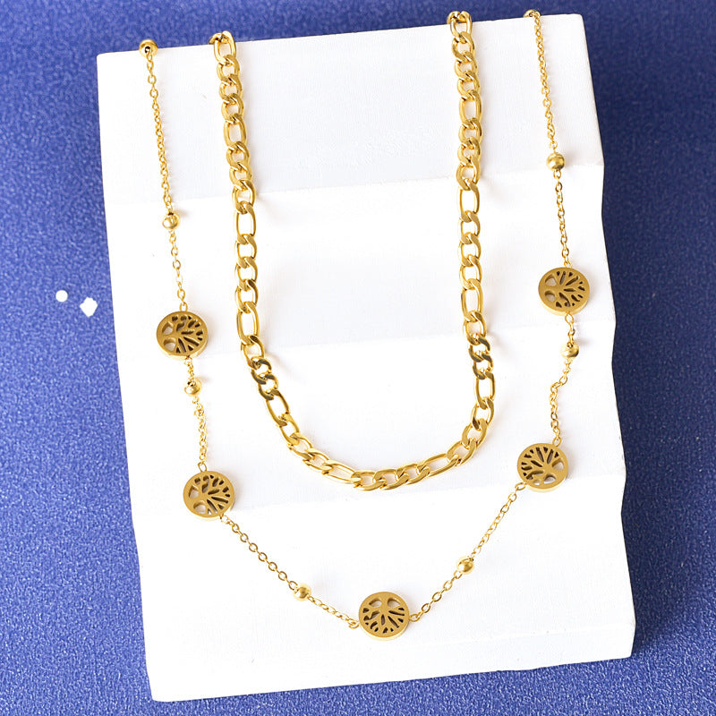 Love Titanium Steel French Fashionable Gold Clavicle Chain Necklaces