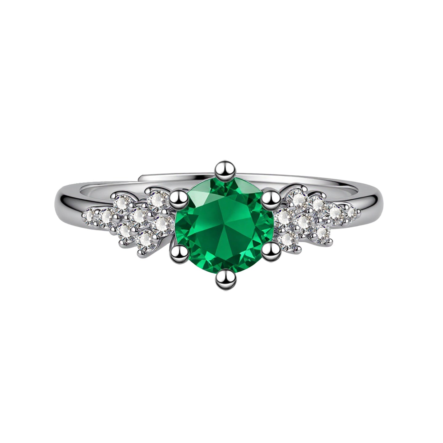 Angel Wings Green Copper Full Diamond Inlaid Optional Sweet Cool Rings