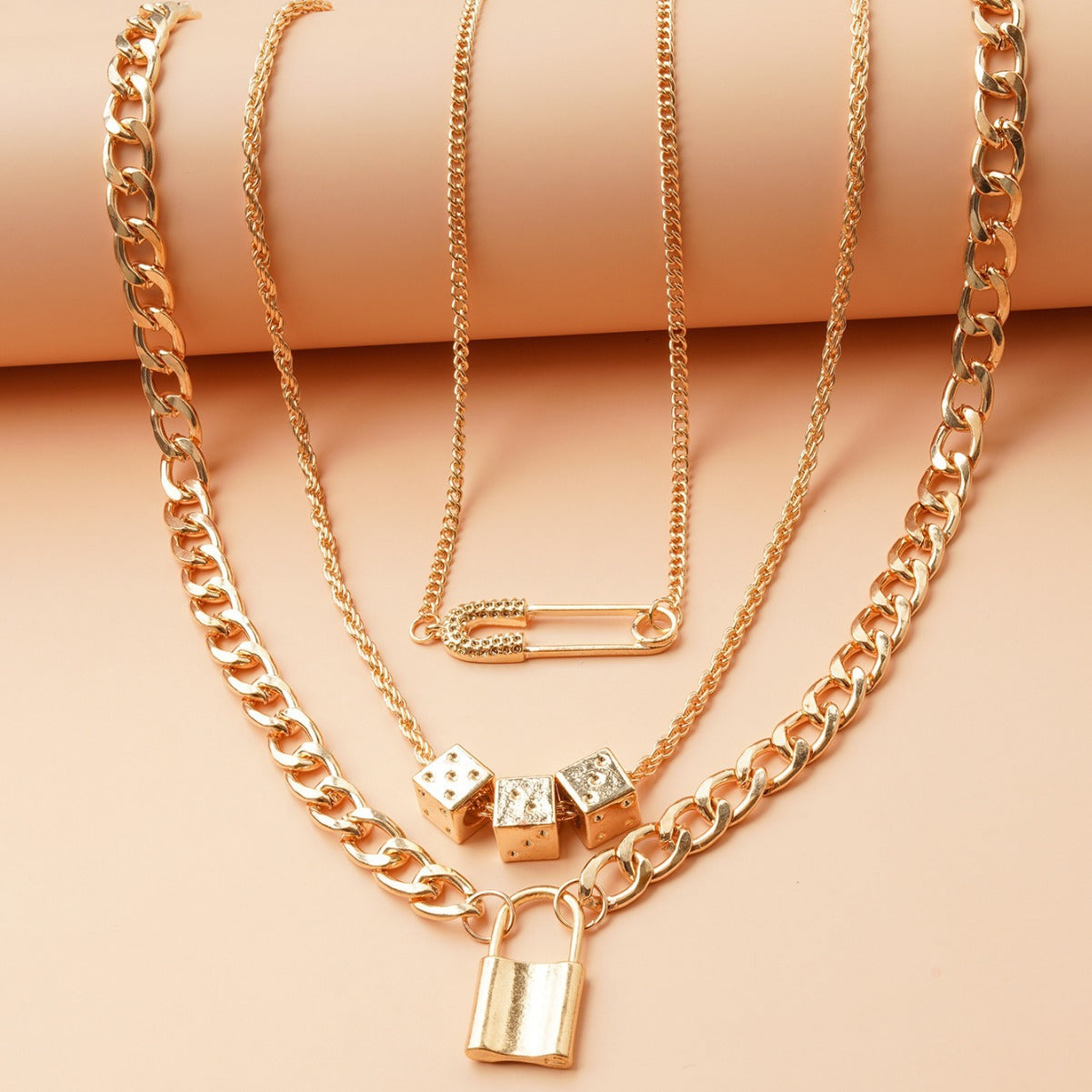 Fashion Simple Exaggerated Chunky Chain Key Lock Necklaces