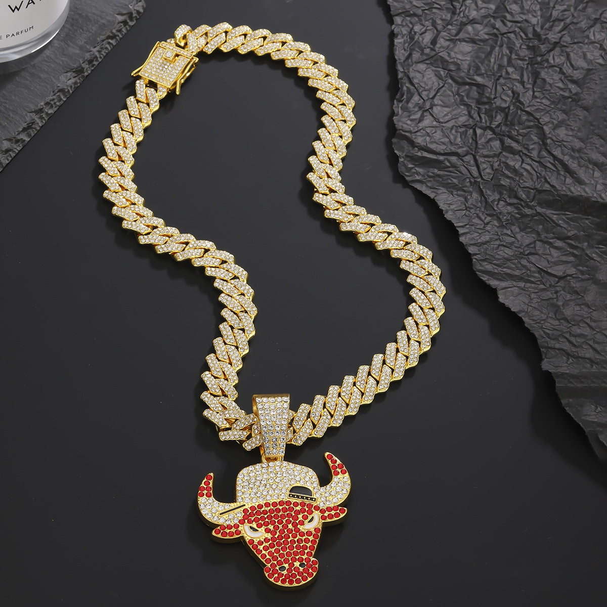 Women's & Men's Personality Fashion Diamond Domineering Bull Head Necklaces