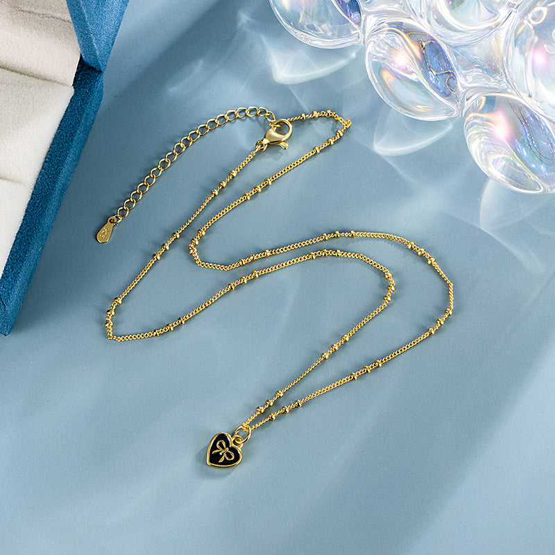 Women's Drip Glazed Love Heart Bow Tie For Necklaces
