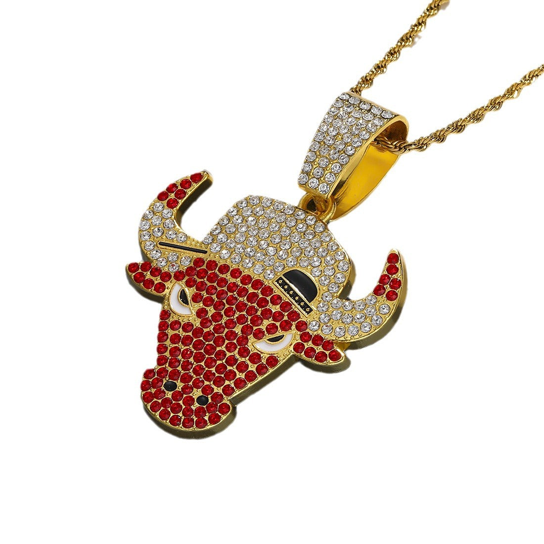 Women's & Men's Personality Fashion Diamond Domineering Bull Head Necklaces
