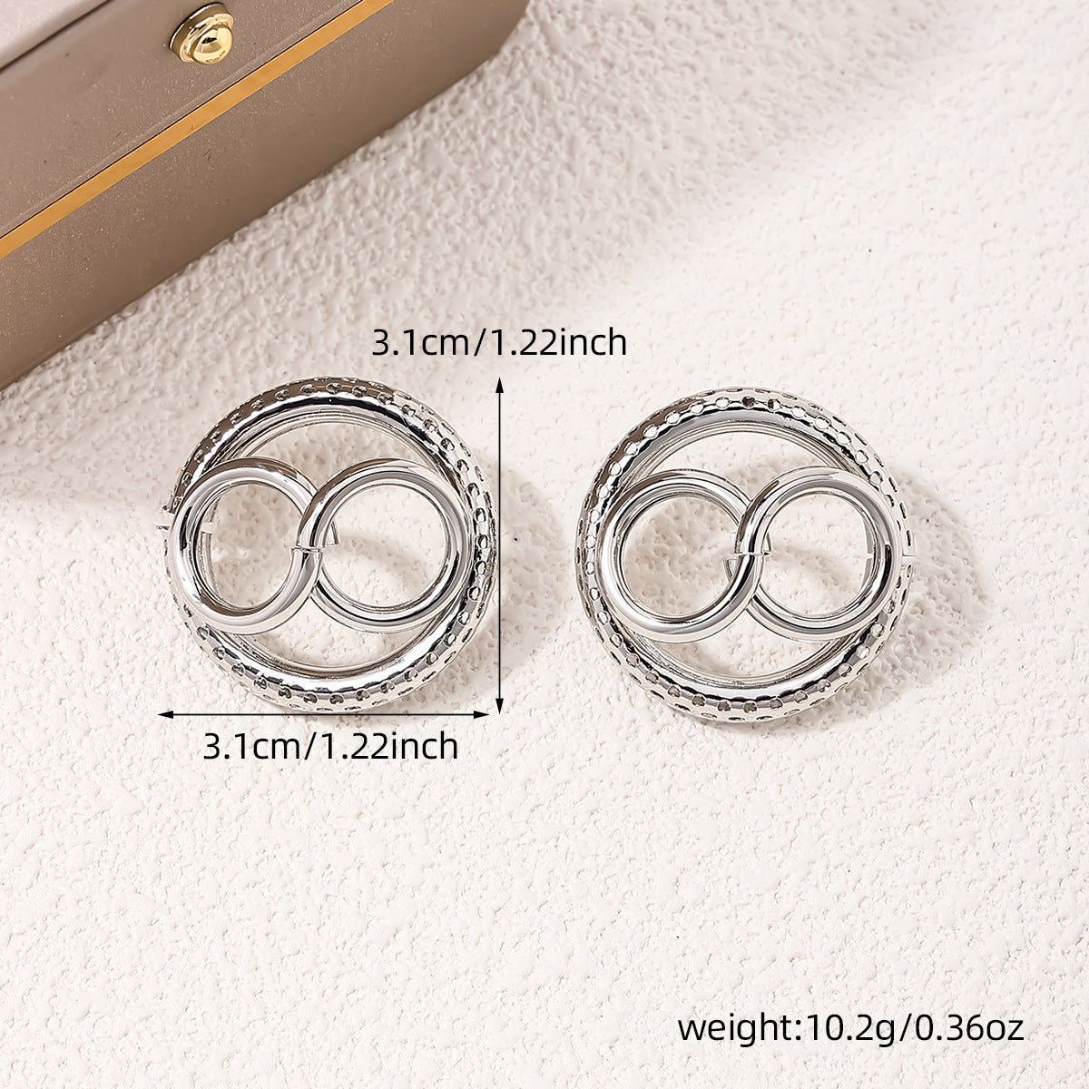 Metal Double Circle Twisted Hollow Multilayer Earrings