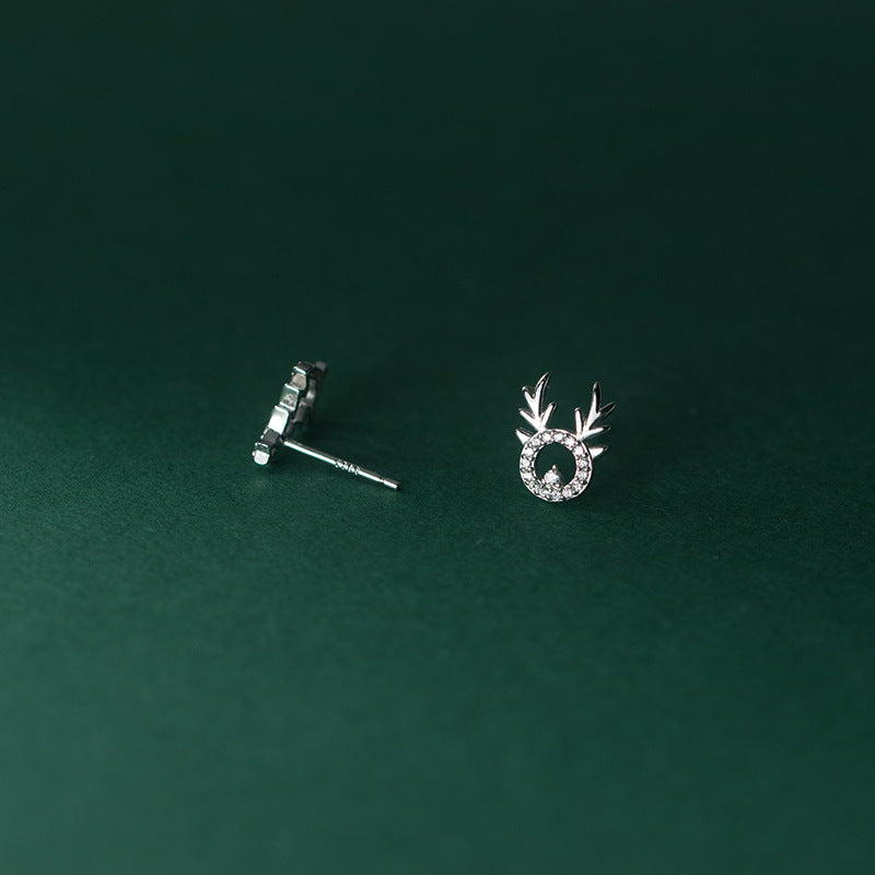 Lodge Sterling Sier Christmas Asymmetric Diamond Earrings