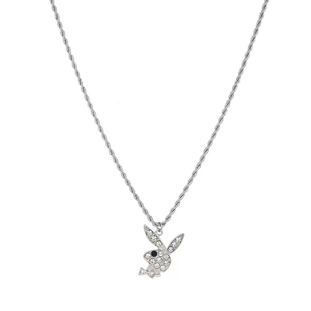 Fashion Hemp Flowers Chain Diamond Rabbit Necklaces