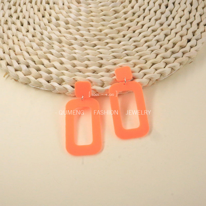 Long Geometric Ear Fluorescent Color Nightclub Earrings