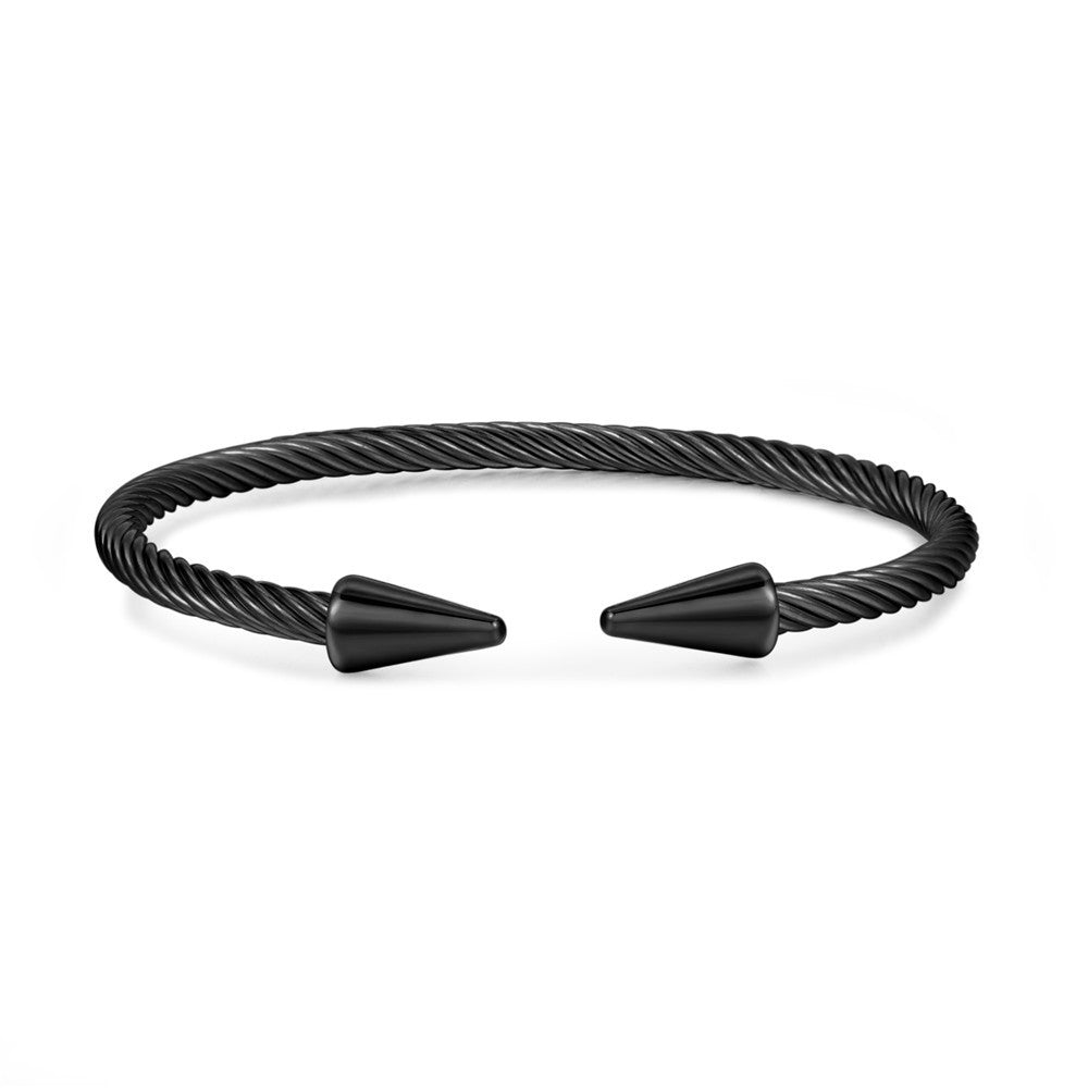 Men's Fashion Simple Titanium Steel Gold Plated Shaped Open Bracelets