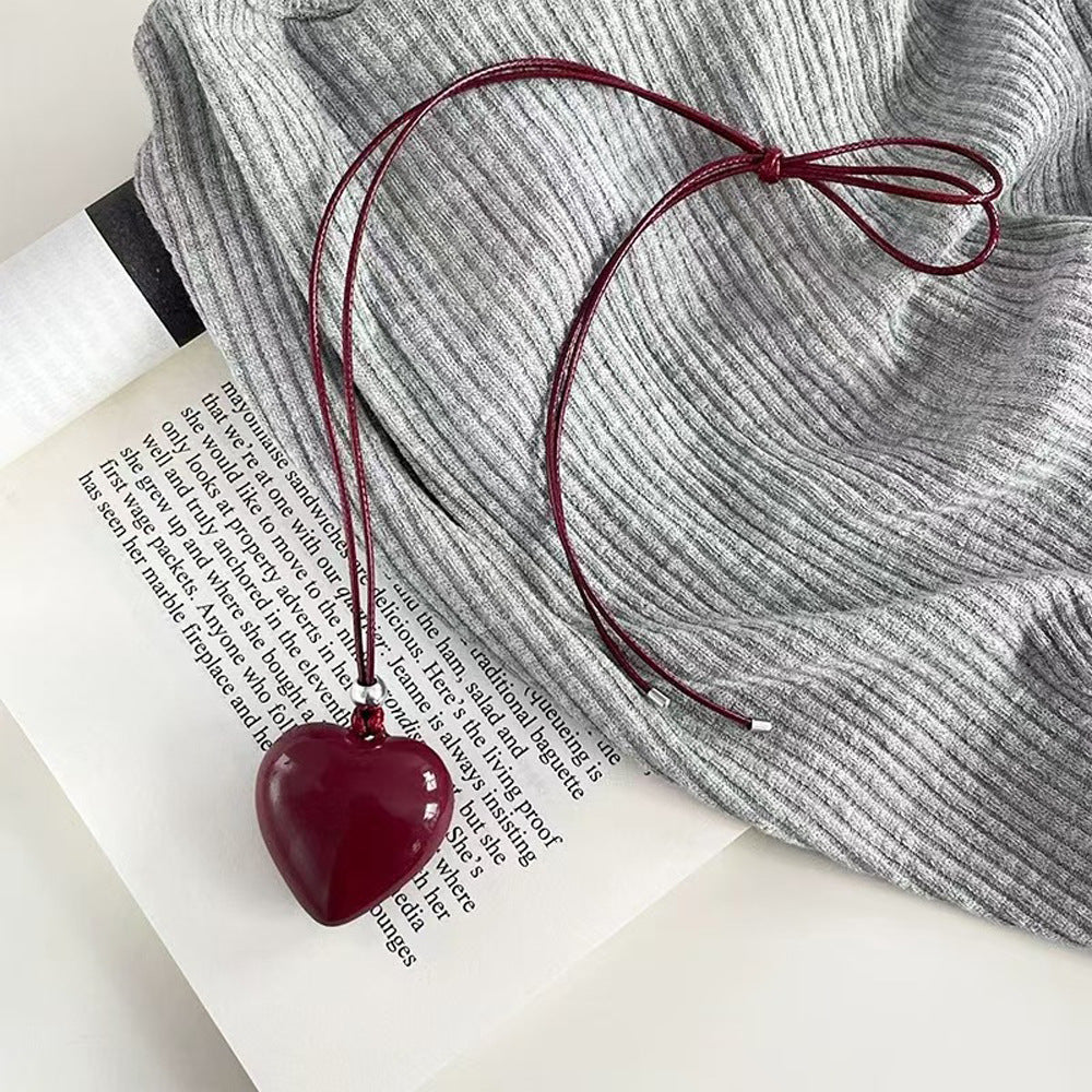 Women's Red Love Sweater Chain Niche High Sense Necklaces