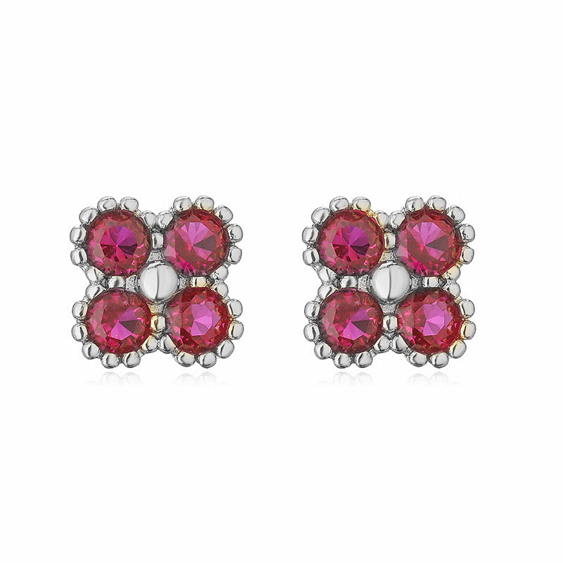 Women's Affordable Luxury Copper Inlaid Color Diamond Earrings