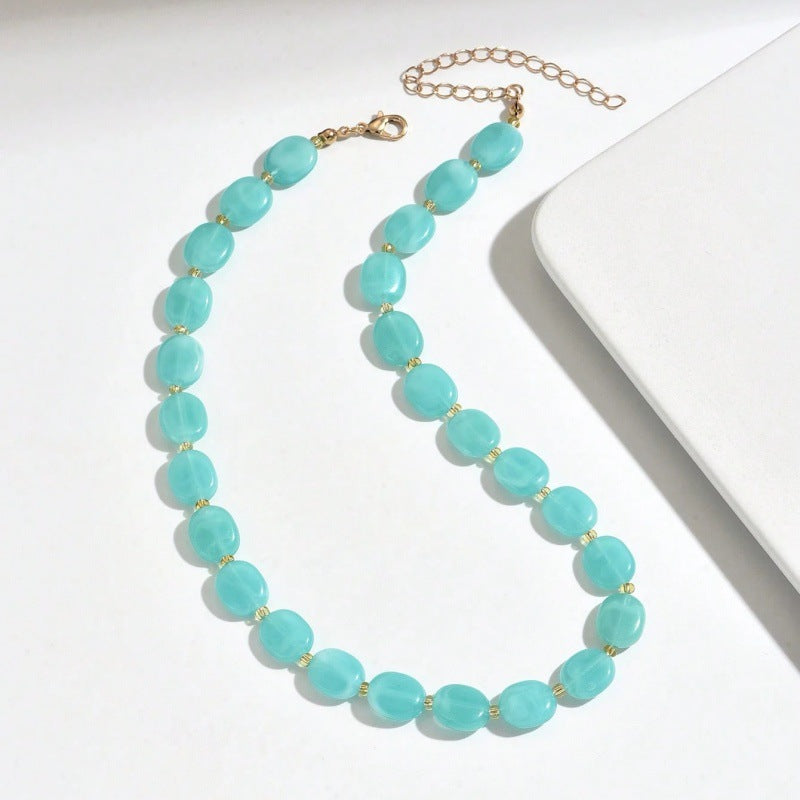 Women's Summer Bohemian Simple Fashion Color Oval Necklaces