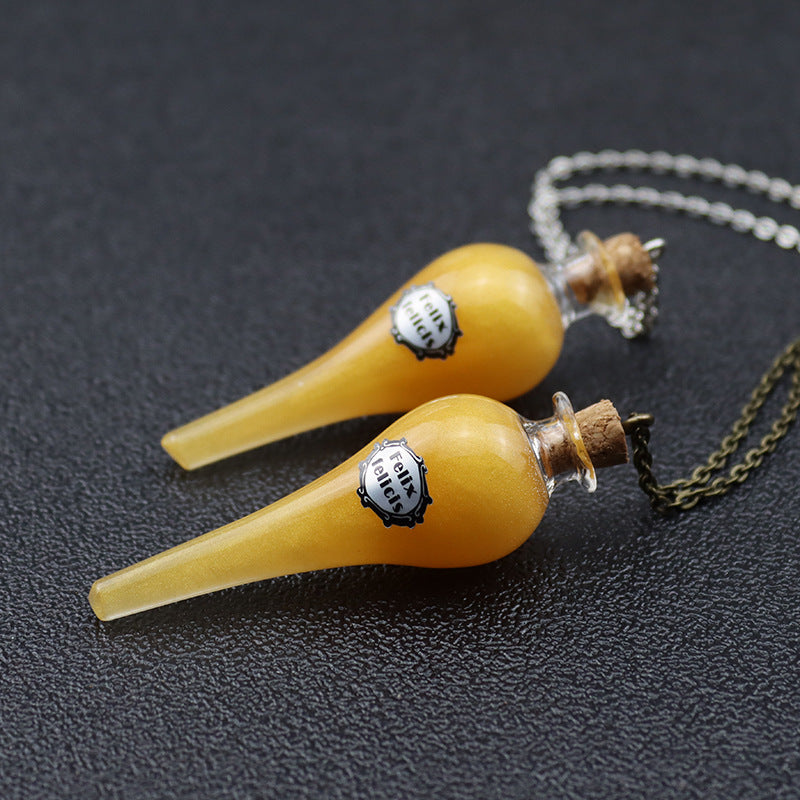 Lucky Bottle Wooden Plug Medicine Epoxy Necklaces