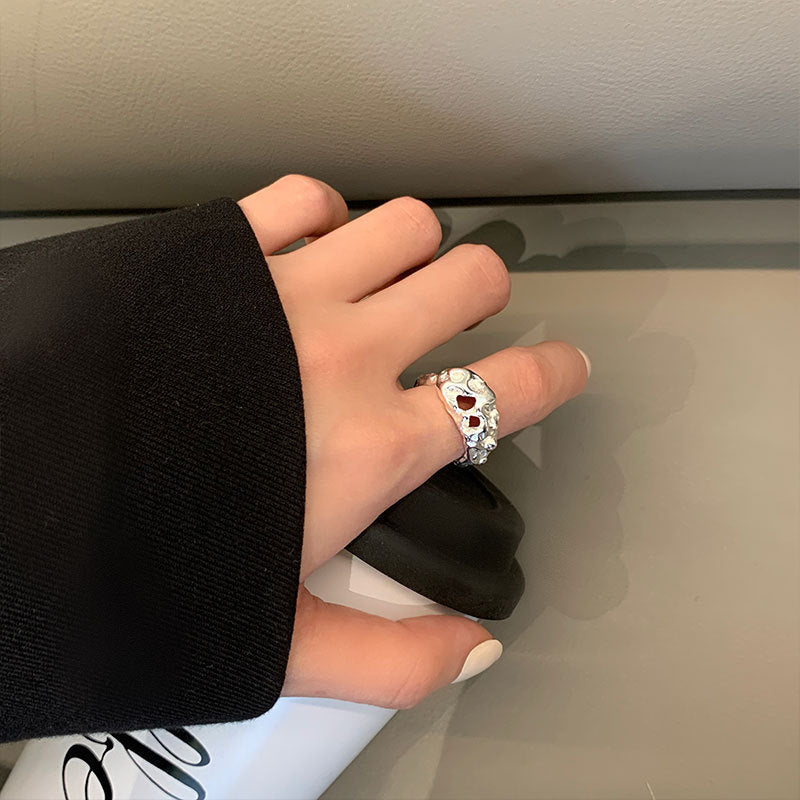 Advanced Texture Rhinestone Retro French Wide Rings