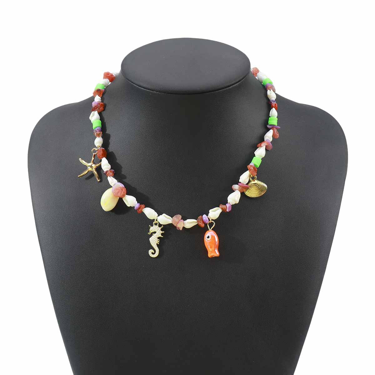 Shell Beach Vacation Style Beaded Gravel Twin Necklaces