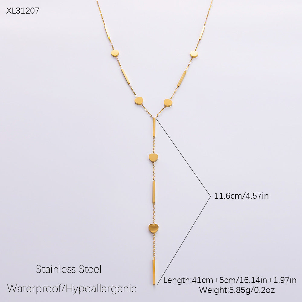 Women's Elegant Stainless Steel Gold-plated Diamond Jewelry Necklaces