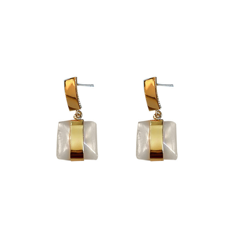 Women's Sier Needle Fashion Simple Metal Square Geometric Retro High-grade Earrings