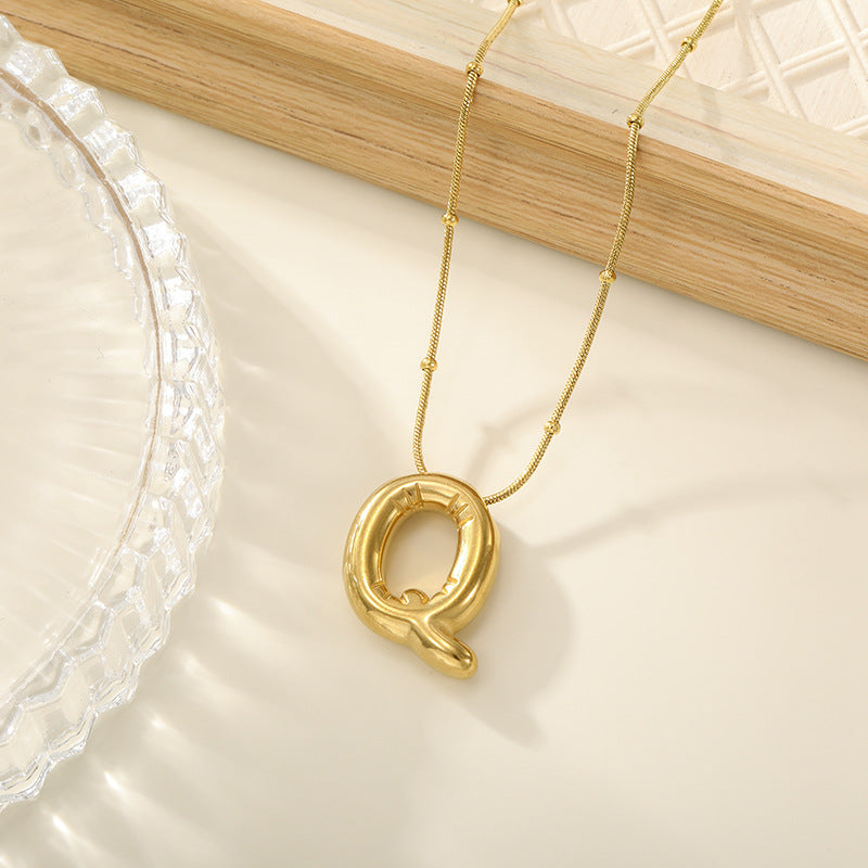 Women's Trendy Bubble Letter Colorfast Titanium Steel Design Pendants