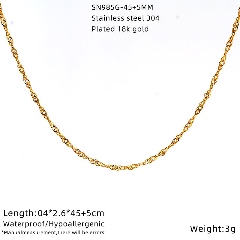 Stainless Steel Figaro Chain Hemp Flowers Water Necklace