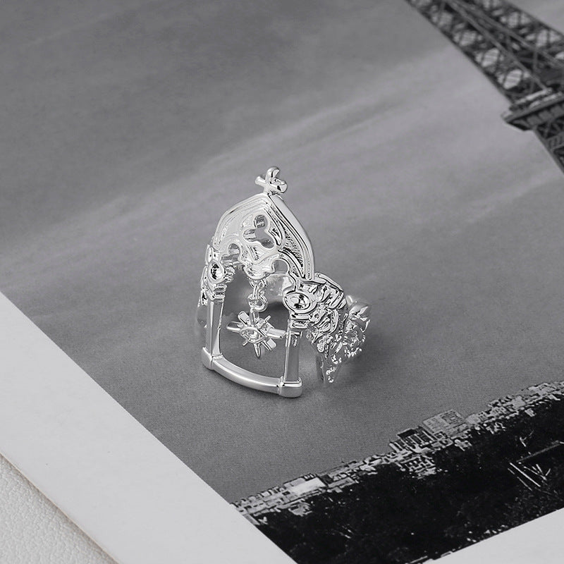 Castle Black Gold Retro Angel Gift Rings