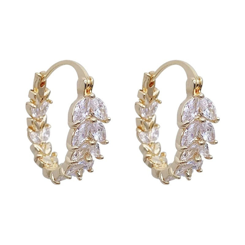 High Sense Rhinestone Wheat Temperament Clip Female Temperamental Ear Buckle