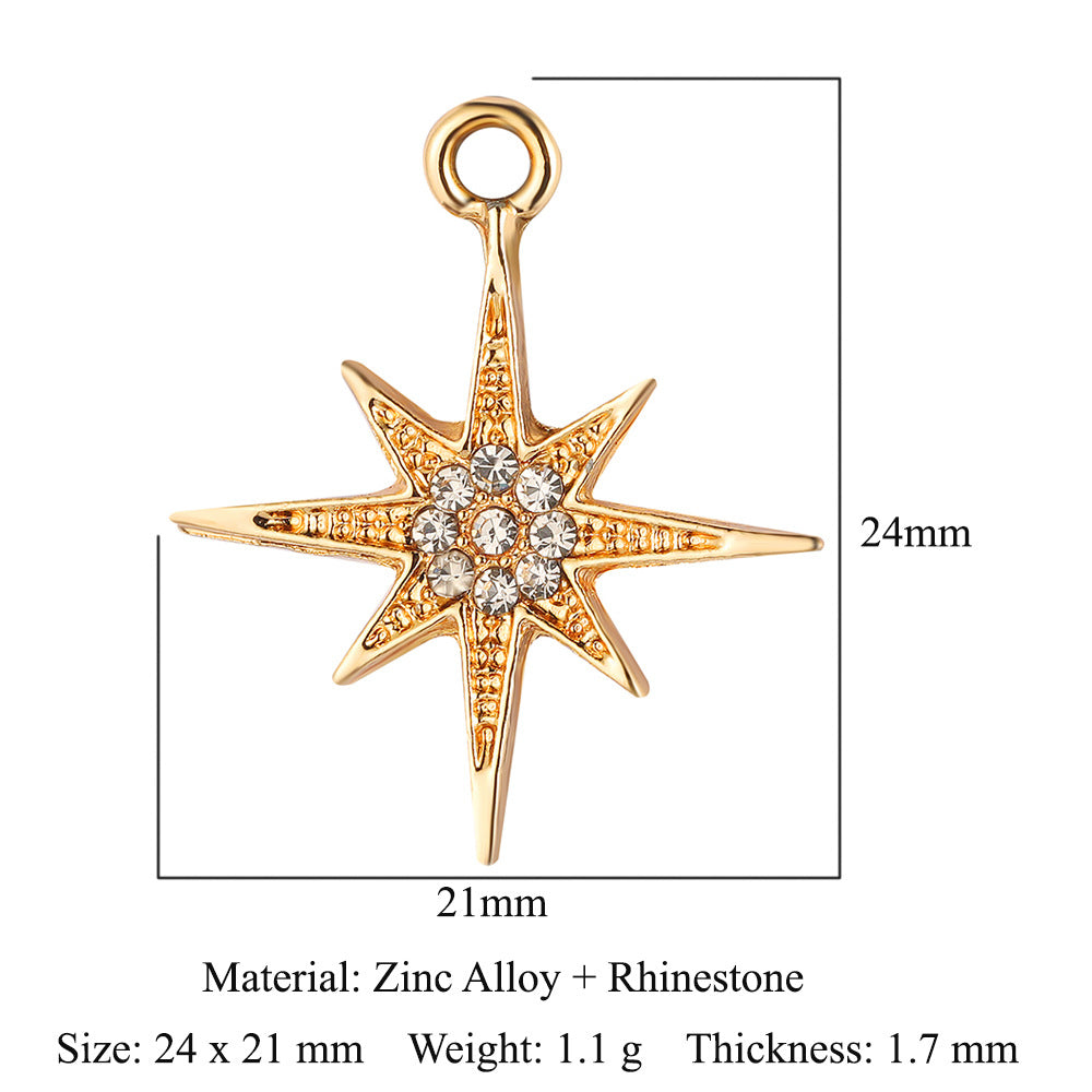 Moon Star Zinc Alloy Lightning Planet Pendants