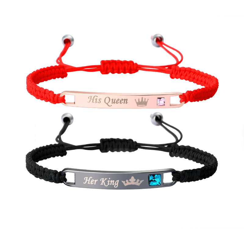 Couple Suit King Queen Woven Wrist Bracelets