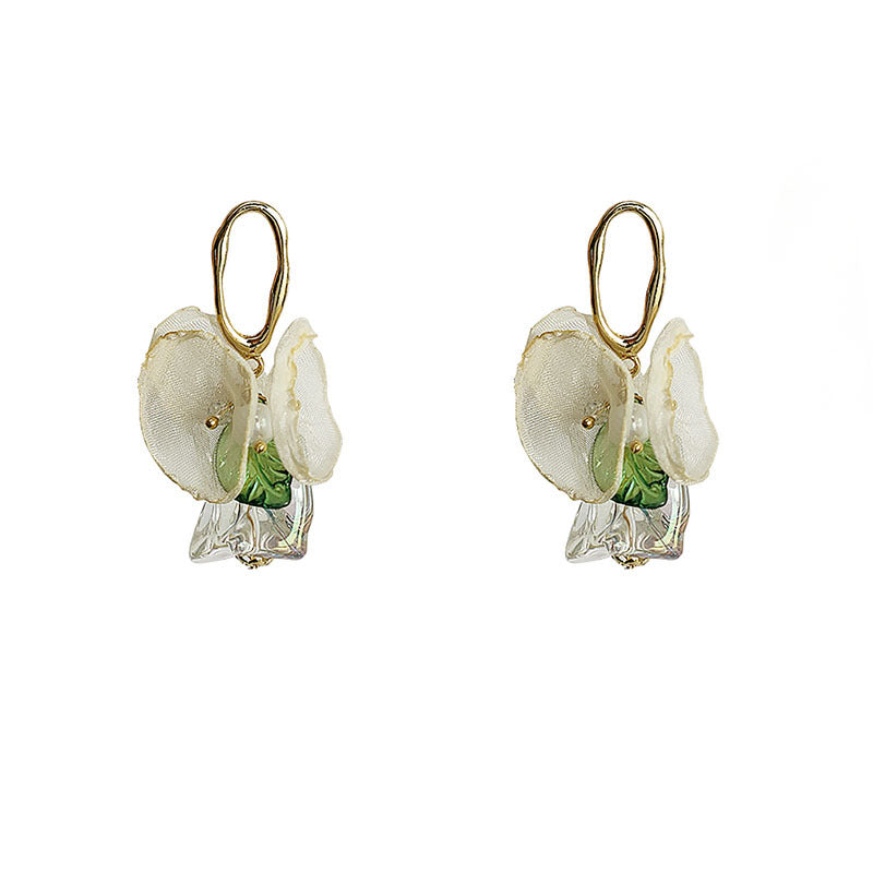 Needle Plated Light Soft Yarn Flower Earrings