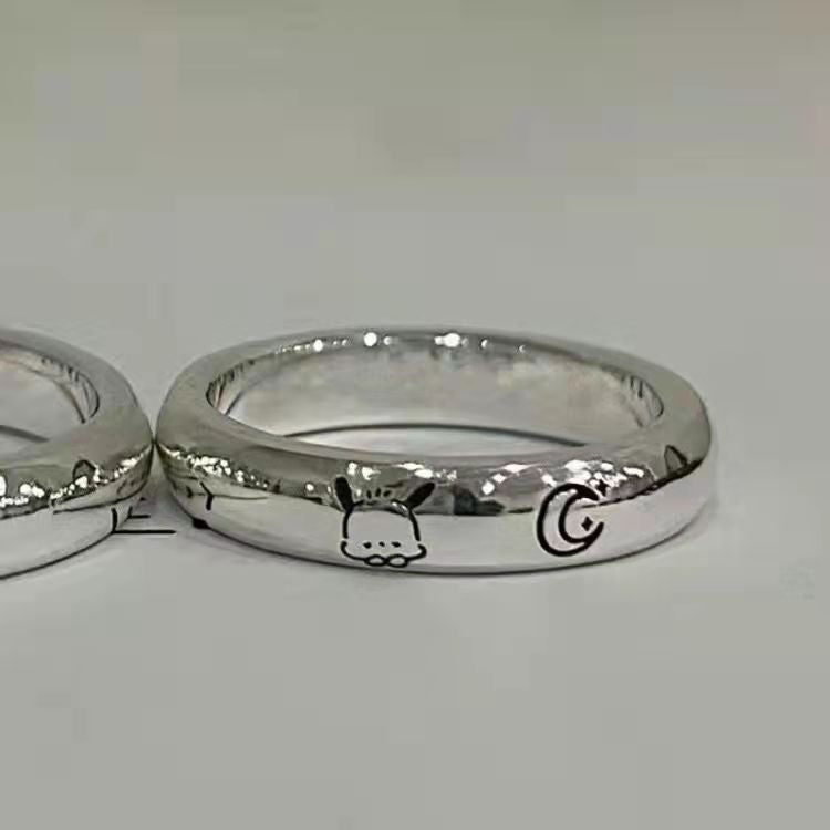 Dog Female Sweet Big Ear Couple Pair Girlfriend Rings