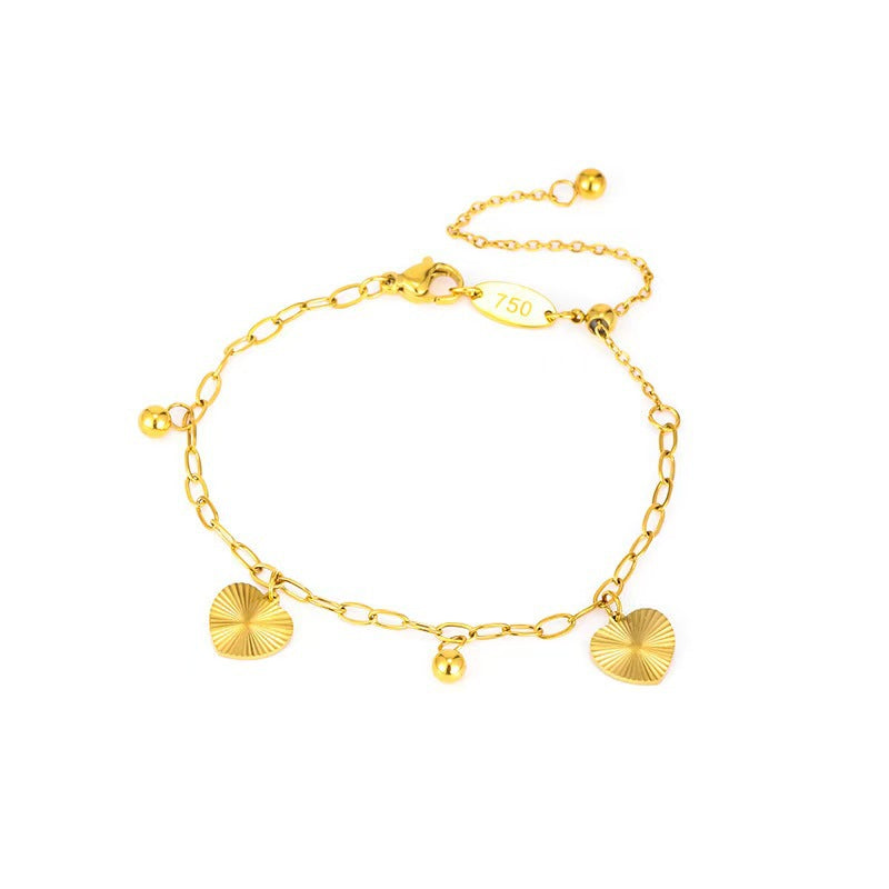 Gold Heart-shaped Does Not Fade Design Fashion Bracelet