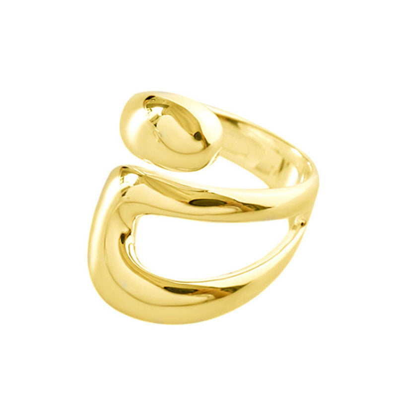 Women's Korean Style Design Glossy Cross Irregular Drop-shaped Geometric Hollow Rings