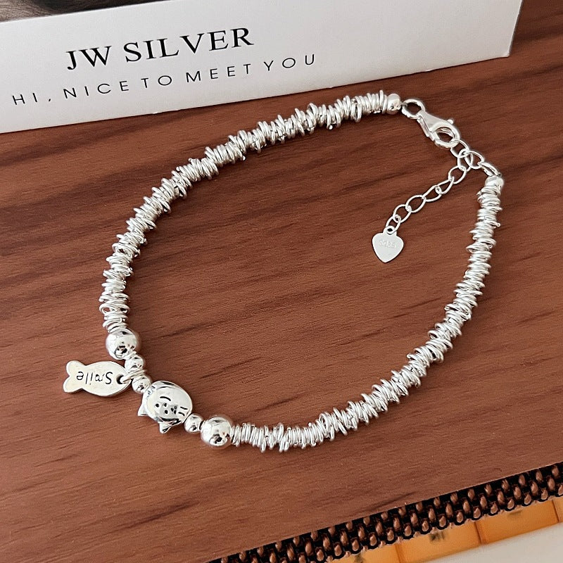 Cat Fish Cute Dog Wrapped Female Design Sier Bracelets