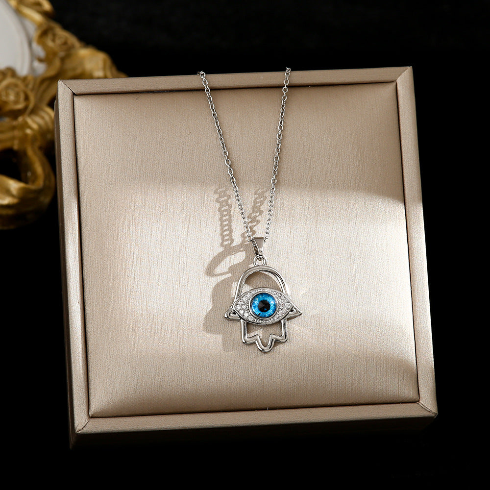 Titanium Steel Female Devil's Eye Fashion Design Sense Niche Temperament Necklace