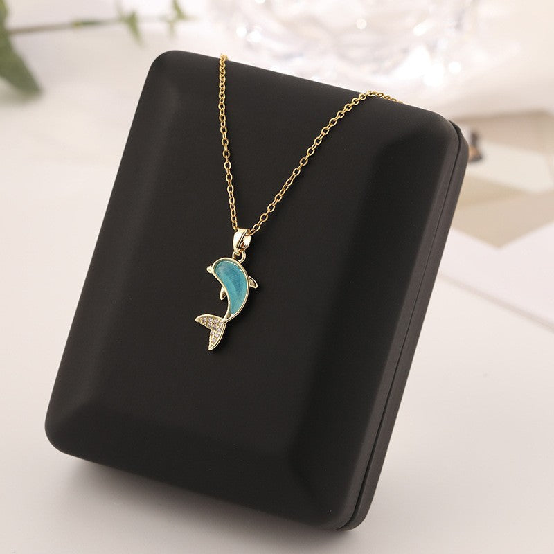 Women's Ocean Style Fish Ornament Random Match Titanium Necklaces