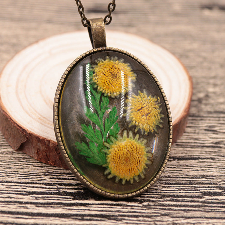 Sweater Chain Preserved Fresh Flower Plant Necklaces