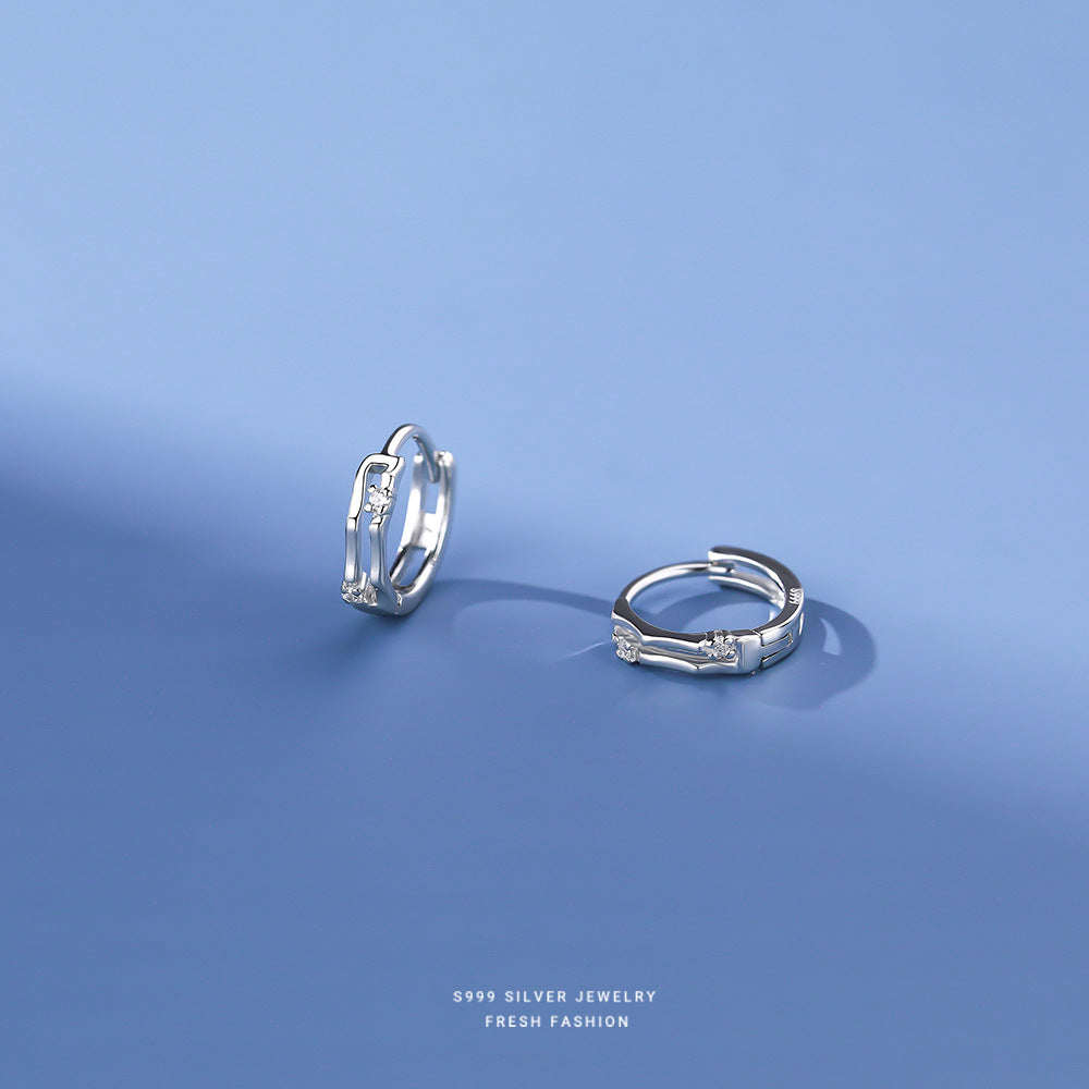 Women's Sterling Sier Simple Hollow Inlaid Zircon Earrings