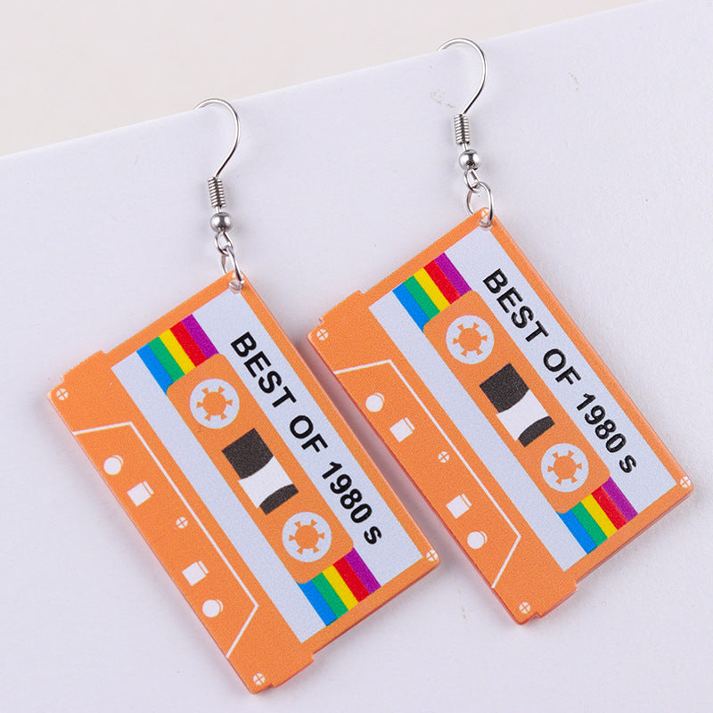 Women's Double-sided Retro Color Acrylic Nostalgic Simple Earrings