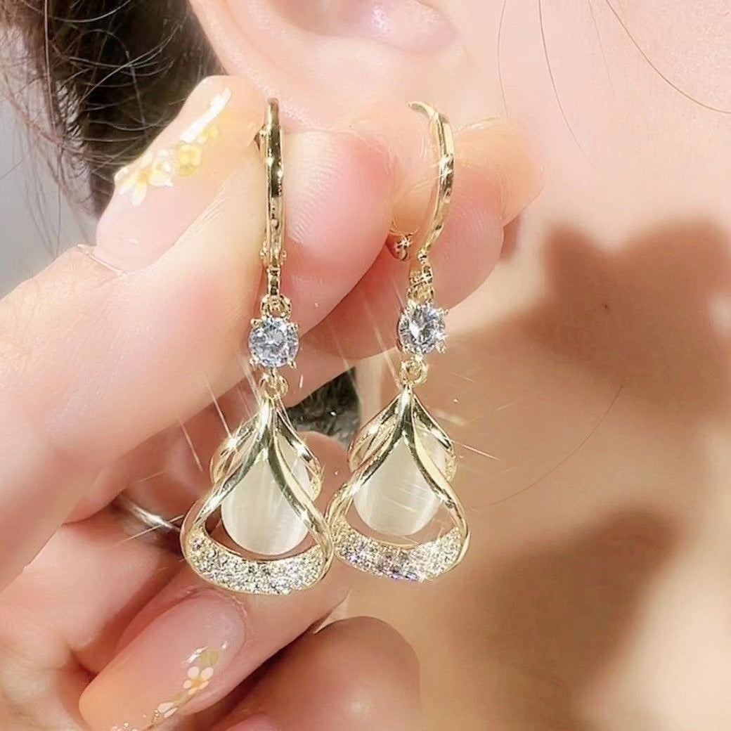 Advanced Purple Zircon Geometric Water Drop Special Earrings