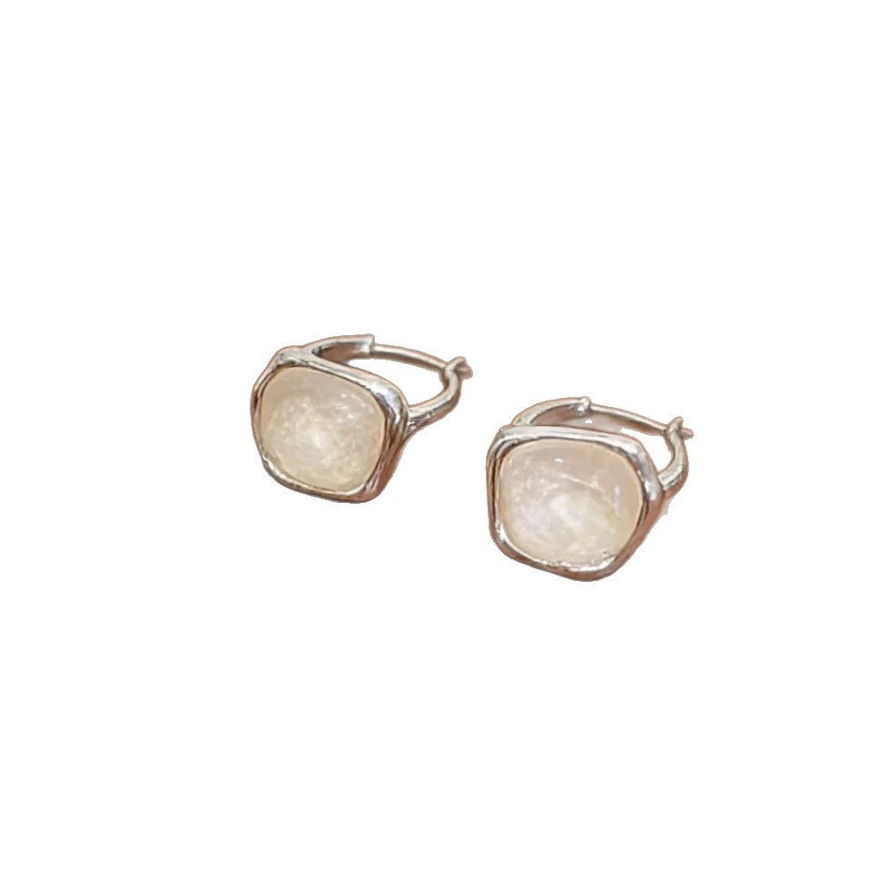 Irregular Opal Ear Clip Exquisite Petite Temperament Wild Female Advanced Earrings