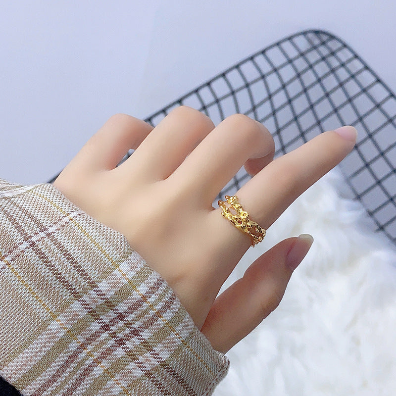 Hollow Hole Light Luxury Personality Sterling Rings