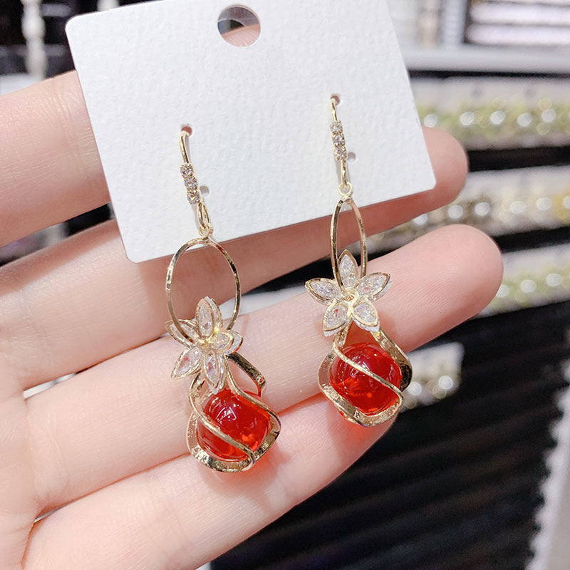 Five Petal Flower Opal Personalized Fashionable Eardrops Earrings