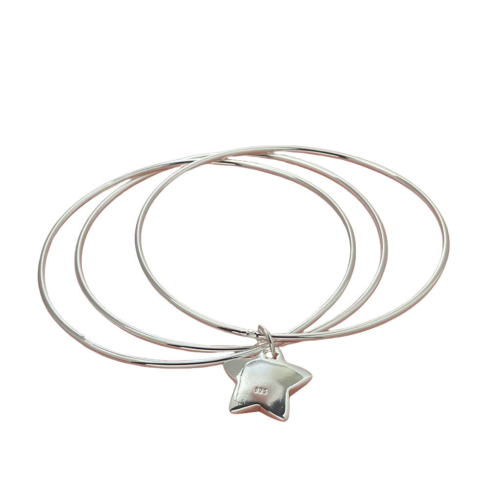 Stylish Charming Sier-plated Three-ring Star Popular Bracelets